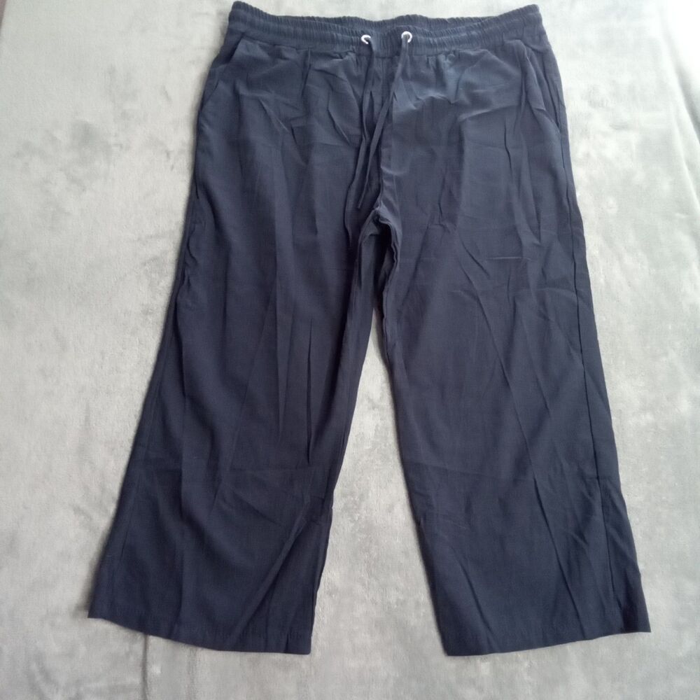 Unbranded‎ Womens Large Dark Blue Elastic Waistband Drawstring Capri